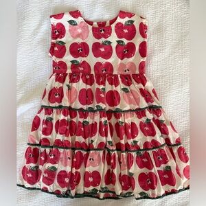 Pink Chicken Girls Tiered Apple Print Dress, size 5